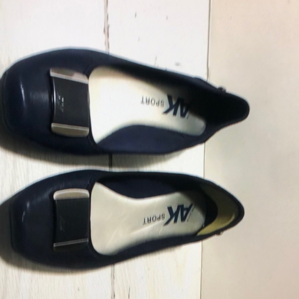 Ann Klein sport akuna flats black slip on espadrille ballet shoes blue